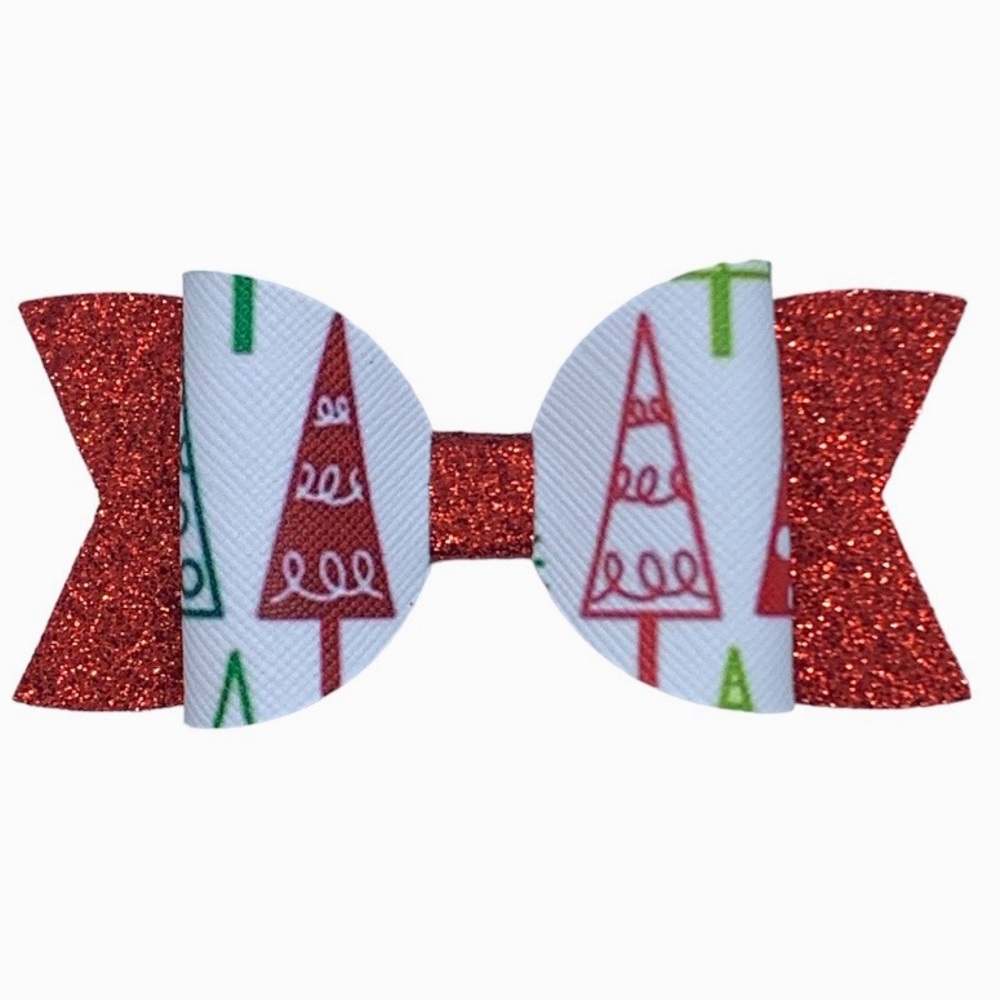 Girls Hair Bow Sparkling Sparkling Christmas Trees